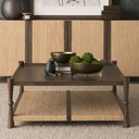 Corallo 42 Dark Brown Wood w Paper Rope Shelf Square Coffee Table - Default Title