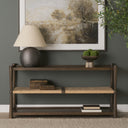 Corallo Dark Brown Wood w Paper Rope Shelf Console Table - Default Title