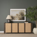 Corallo 85 Dark Brown Wood w Paper Rope 4 Door Closed Sideboard - Default Title