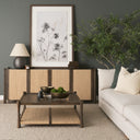 Corallo 85 Dark Brown Wood w Paper Rope 4 Door Closed Sideboard - Default Title