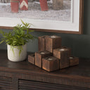 Cassius Light Brown Nine Wood Block Table Candle Holder - Default Title