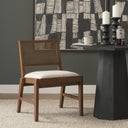 Reid Framed Brown Cane Cream Fabric Dining Chair - Default Title