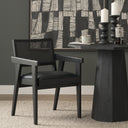 Reid Framed Black Cane Black Fabric Dining Armchair - Default Title