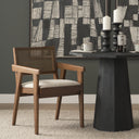 Reid Framed Brown Cane Cream Fabric Dining Armchair - Default Title