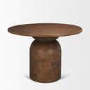 Atlas 42 Warm Mid-Brown Wood Stacked Pedestal Base Round Dining Table - Default Title
