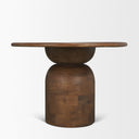 Atlas 42 Warm Mid-Brown Wood Stacked Pedestal Base Round Dining Table - Default Title