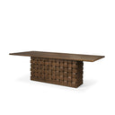 Oxbury 94 Dark Brown Solid Wood Carved Woven Base Rectangular Dining Table - Default Title