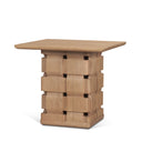 Trellyn Light Brown Wood w Carved Woven Base Square Accent Table - Default Title