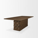 Oxbury 94 Dark Brown Solid Wood Carved Woven Base Rectangular Dining Table - Default Title