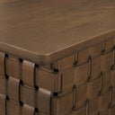 Oxbury 94 Dark Brown Solid Wood Carved Woven Base Rectangular Dining Table - Default Title