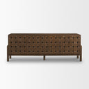 Trellyn Dark Brown Solid Wood 4-Door w Carved Woven Doors Closed Sideboard - Default Title