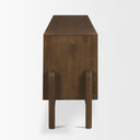 Trellyn Dark Brown Solid Wood 4-Door w Carved Woven Doors Closed Sideboard - Default Title