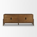 Trellyn Dark Brown Solid Wood 4-Door w Carved Woven Doors Closed Sideboard - Default Title