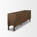 Trellyn Dark Brown Solid Wood 4-Door w Carved Woven Doors Closed Sideboard - Default Title