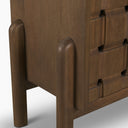 Trellyn Dark Brown Solid Wood 4-Door w Carved Woven Doors Closed Sideboard - Default Title