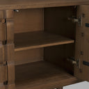 Trellyn Dark Brown Solid Wood 4-Door w Carved Woven Doors Closed Sideboard - Default Title