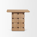 Trellyn Light Brown Wood w Carved Woven Base Square Accent Table - Default Title