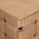 Trellyn Light Brown Wood w Carved Woven Base Square Accent Table - Default Title