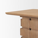 Trellyn Light Brown Wood w Carved Woven Base Square Accent Table - Default Title