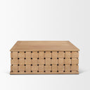 Trellyn 48 Light Brown Wood w Carved Woven Base Square Coffee Table - Default Title