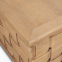 Trellyn 48 Light Brown Wood w Carved Woven Base Square Coffee Table - Default Title