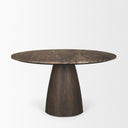 Allyson 54 Round Dark Brown w Cappuccino Marble Pedestal Dining Table - Default Title