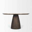 Allyson 54 Round Dark Brown w Cappuccino Marble Pedestal Dining Table - Default Title