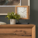 Renaya Light Brown Wood w Matte Black Metal Base Table Clock - Default Title