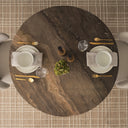 Allyson 42 Round Dark Brown w Cappuccino Marble Pedestal Dining Table - Default Title