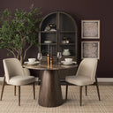 Abbie Curved Back Oatmeal Fabric Armless Dining Chair - Default Title