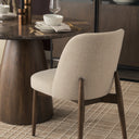 Abbie Curved Back Oatmeal Fabric Armless Dining Chair - Default Title