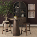 Allyson 32 Round Dark Brown wood w Cappuccino Marble Top Bistro Table - Default Title