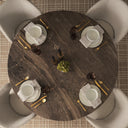Allyson 54 Round Dark Brown w Cappuccino Marble Pedestal Dining Table - Default Title