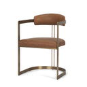 Hollyfield I Brown Leather Seat Gold Iron Frame Dining Chair - Default Title