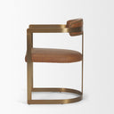 Hollyfield I Brown Leather Seat Gold Iron Frame Dining Chair - Default Title