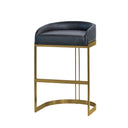 Hollyfield II Black Leather Seat Gold Metal Base Bar Stool - Default Title