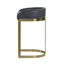 Hollyfield II Black Leather Seat Gold Metal Base Bar Stool - Default Title