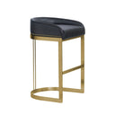 Hollyfield II Black Leather Seat Gold Metal Base Bar Stool - Default Title