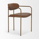 Parker Brown Leather Seat Gold Metal Frame Dining Chair 2025-Cocoa - Default Title
