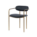 Parker Black Leather Seat Gold Metal Dining Chair - Default Title