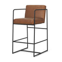 Stamford 36 Brown Leather Seat w Wood Back Metal Frame Counter Stool 2025-Cocoa - Default Title