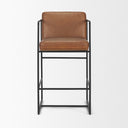 Stamford 36 Brown Leather Seat w Wood Back Metal Frame Counter Stool 2025-Cocoa - Default Title