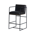 Stamford 36 Total Height Black Leather Seat w Wood Back Metal Frame Counter Stool - Default Title