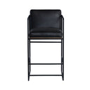 Stamford 36 Total Height Black Leather Seat w Wood Back Metal Frame Counter Stool - Default Title