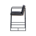 Stamford 36 Total Height Black Leather Seat w Wood Back Metal Frame Counter Stool - Default Title