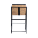 Stamford 36 Total Height Black Leather Seat w Wood Back Metal Frame Counter Stool - Default Title