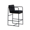 Stamford 36 Total Height Black Leather Seat w Wood Back Metal Frame Counter Stool - Default Title