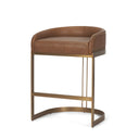 Hollyfield II Brown Leather Seat Gold Metal Base Stool - Default Title