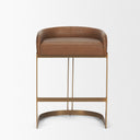 Hollyfield II Brown Leather Seat Gold Metal Base Stool - Default Title