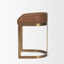 Hollyfield II Brown Leather Seat Gold Metal Base Stool - Default Title
